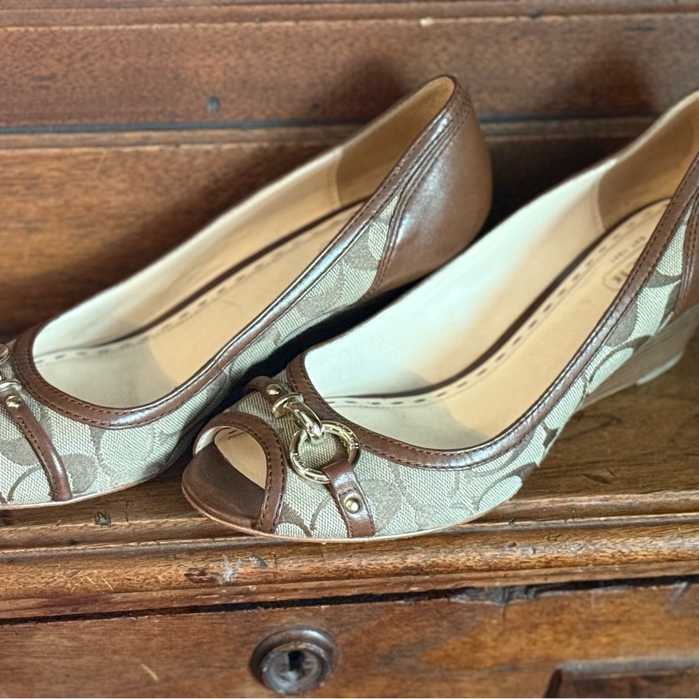 Coach Logo Peep-Toe Women's Shoes
